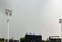 ASÍ SE PERCIBIÓ HOY VIERNES EL ESTADIO DE BEISBOL DE LOS CHARROS DE JALISCO.