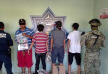 CAPTURAN AGENTES DE LA SSPM Y MARINA A CUATRO PERSONAS POR EL PRESUNTO DELITO DE ROBO CON VIOLENCIA A TIENDA DE CONVENIENCIA