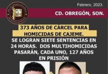 373 AÑOS DE CÁRCEL PARA HOMICIDAS EN CAJEME.